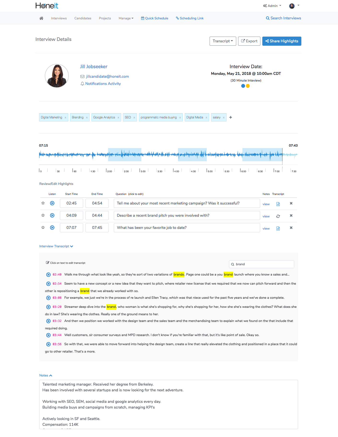 Conversation intelligence for recruiting and hiring.